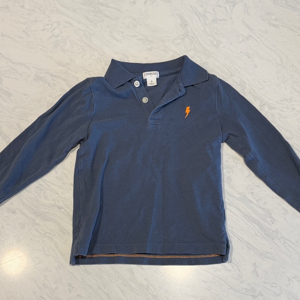 Crewcuts Long-Sleeve Polo with Orange Lightning Bolt